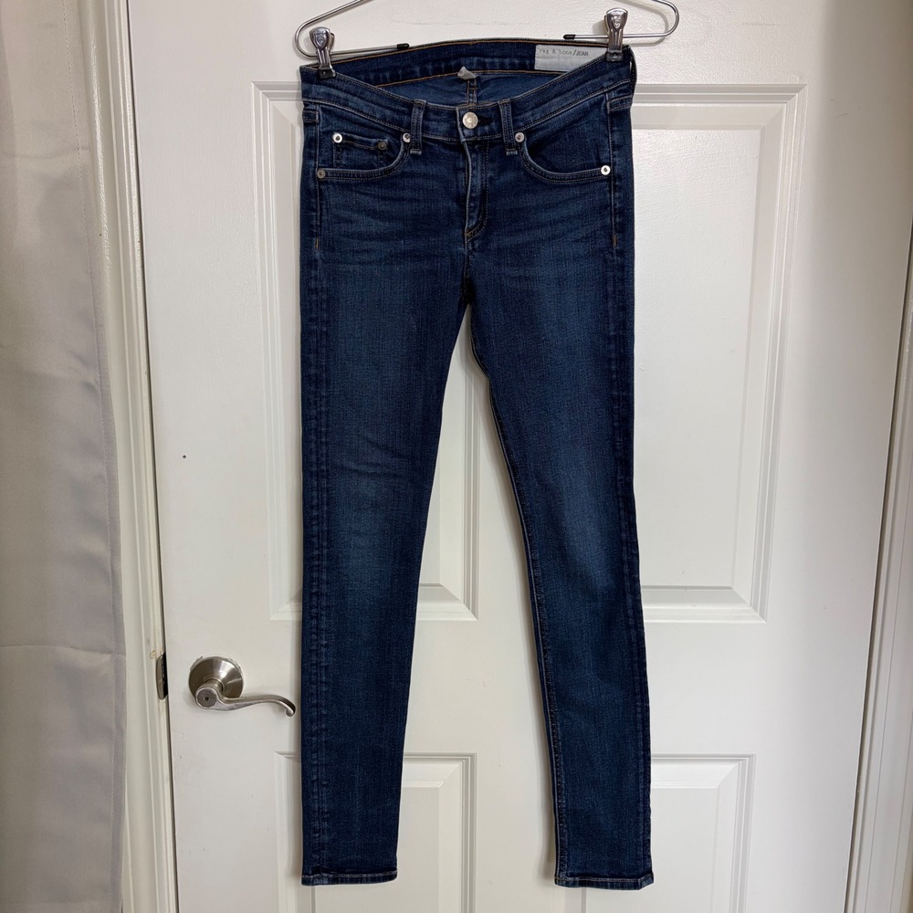 Rag & Bone JEAN Skinny Jeans Woodford Dark Wash W1502K520 Blue Denim Womens 26